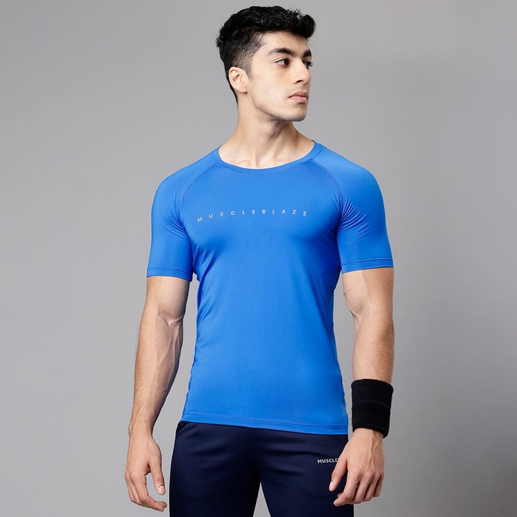 1 - MuscleBlaze Compression Muscle Tee Half Sleeve,  Superman Blue  Large 