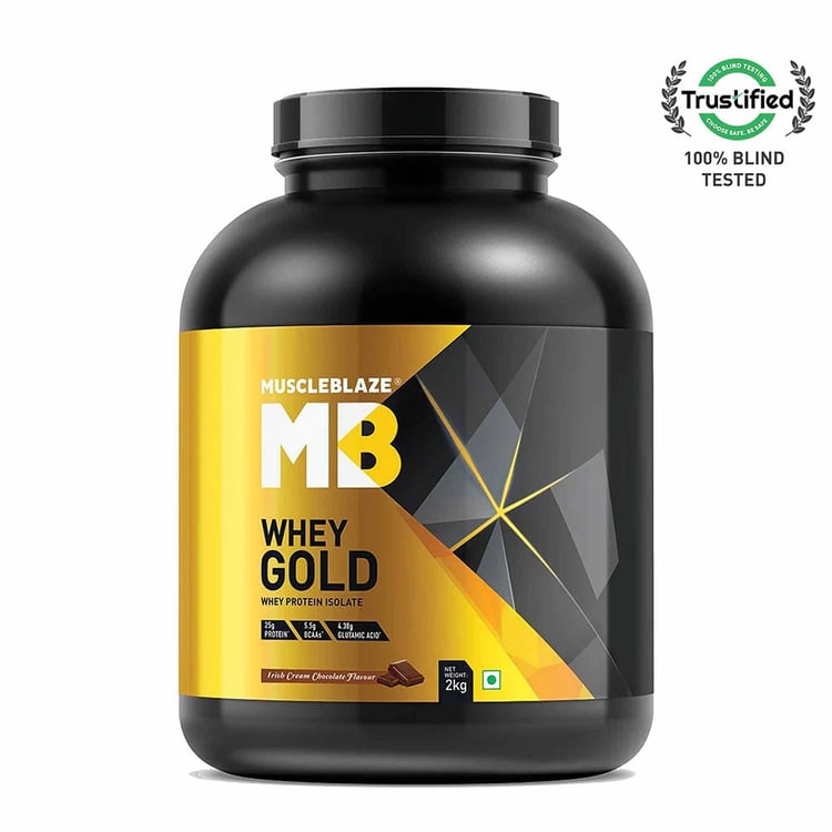MuscleBlaze Whey Gold 100% Whey Protein Isolate,  4.4 lb  Irish Cream Chocolate 