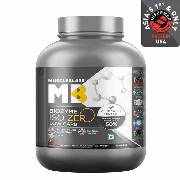 MuscleBlaze Biozyme Iso-Zero,  4.4 lb  Low Carb Ice Cream Chocolate 