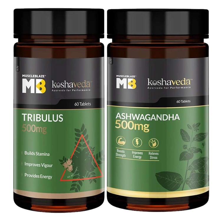 MuscleBlaze Ayurveda for Performance Ashwagandha & Tribulus Gokshura 60 Tabs Combo