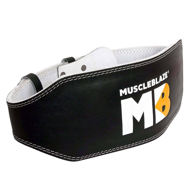 3 - MuscleBlaze Weightlifting Leather Belt,  Black  6 Inch Large 