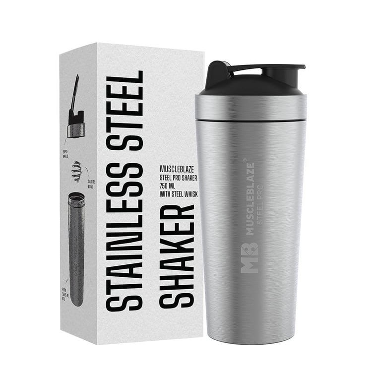 1 - MuscleBlaze Stainless Steel Shaker,  Silver  750 ml 