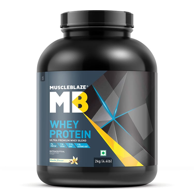 2 - MuscleBlaze 100% Whey Protein Supplement Powder with Digestive Enzyme,  4.4 lb  57 Servings (Vanilla) 
