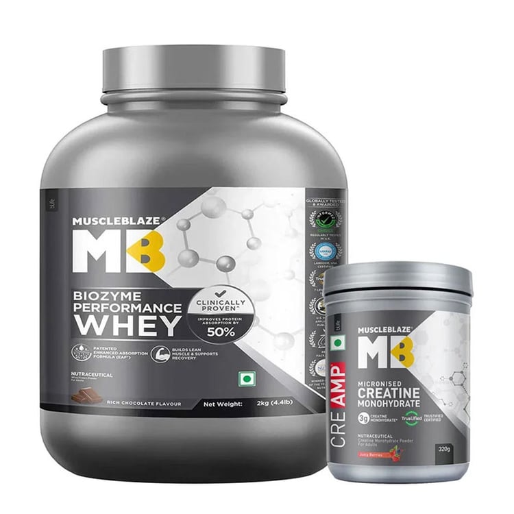Biozyme Performance Whey 2 kg & Creatine Juicy Berries 320g Combo