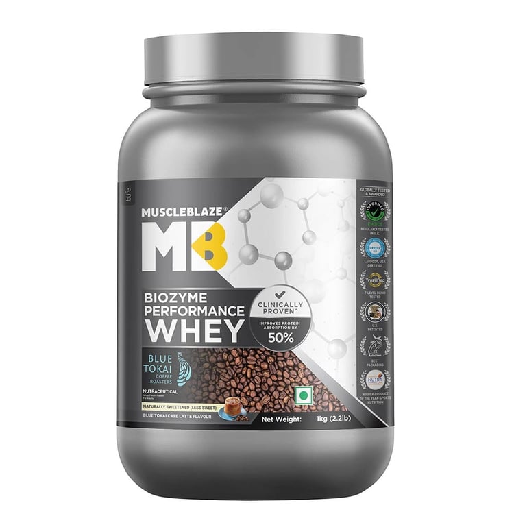 2 - MuscleBlaze Biozyme Performance Whey,  2.2 lb  Blue Tokai Cafe Latte 