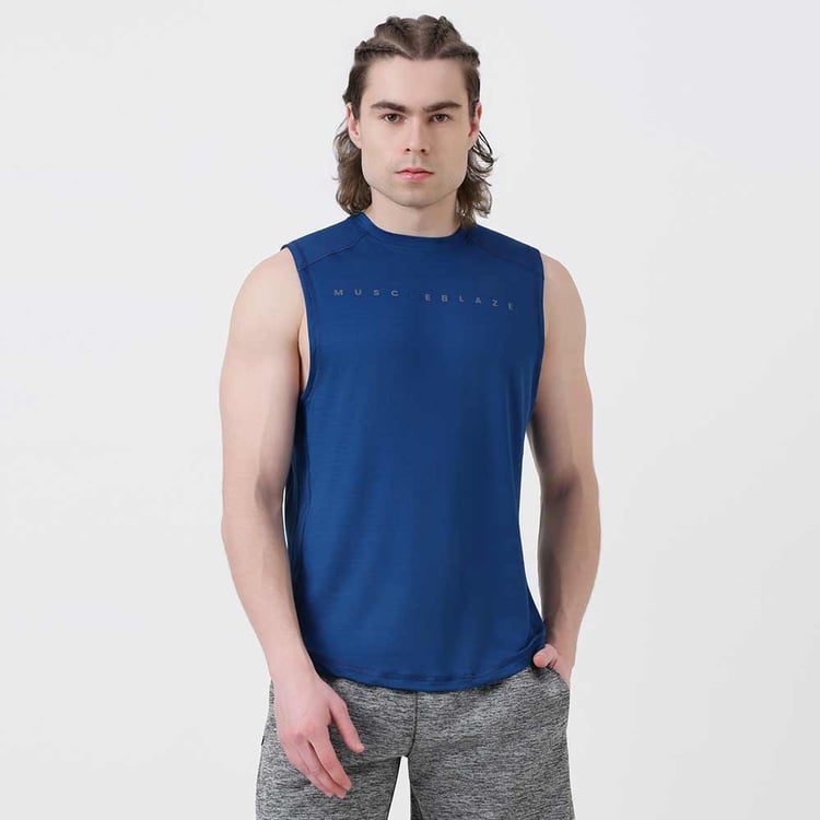 1 - MuscleBlaze Delt Tank, Teal Blue Small