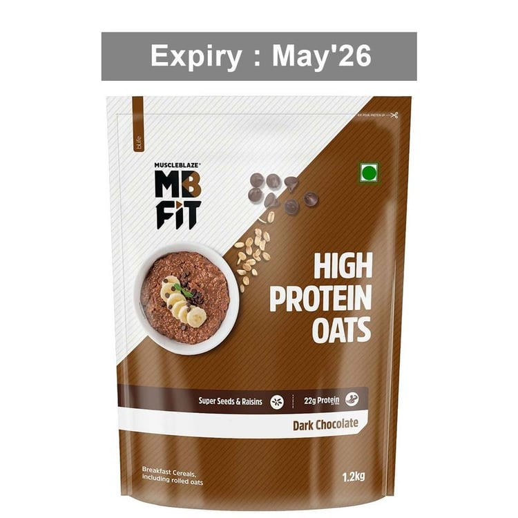 MuscleBlaze High Protein Oats, 1.2 kg Dark Chocolate