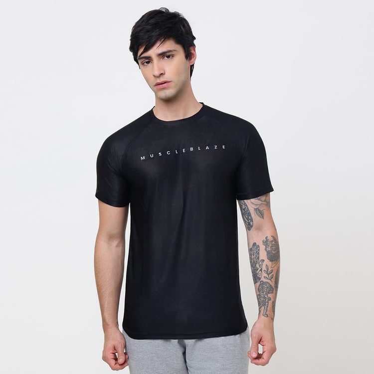 3 - MuscleBlaze Camo Dry-Fit Active Tee Half Sleeve, X-Large Black