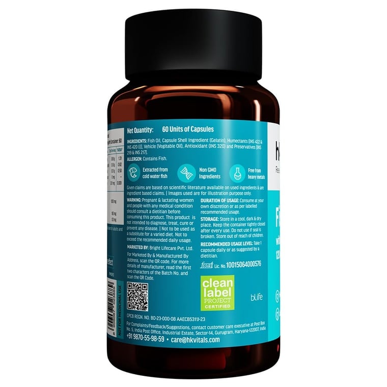 3 - HK Vitals Fish Oil 1000mg with 180mg EPA and 120mg DHA,  60 capsules 