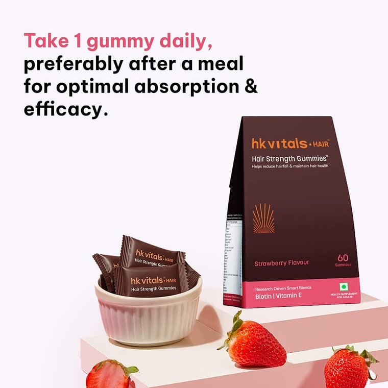 7 - HK Vitals Hair Strength Gummies,  60 gummies  Strawberry
