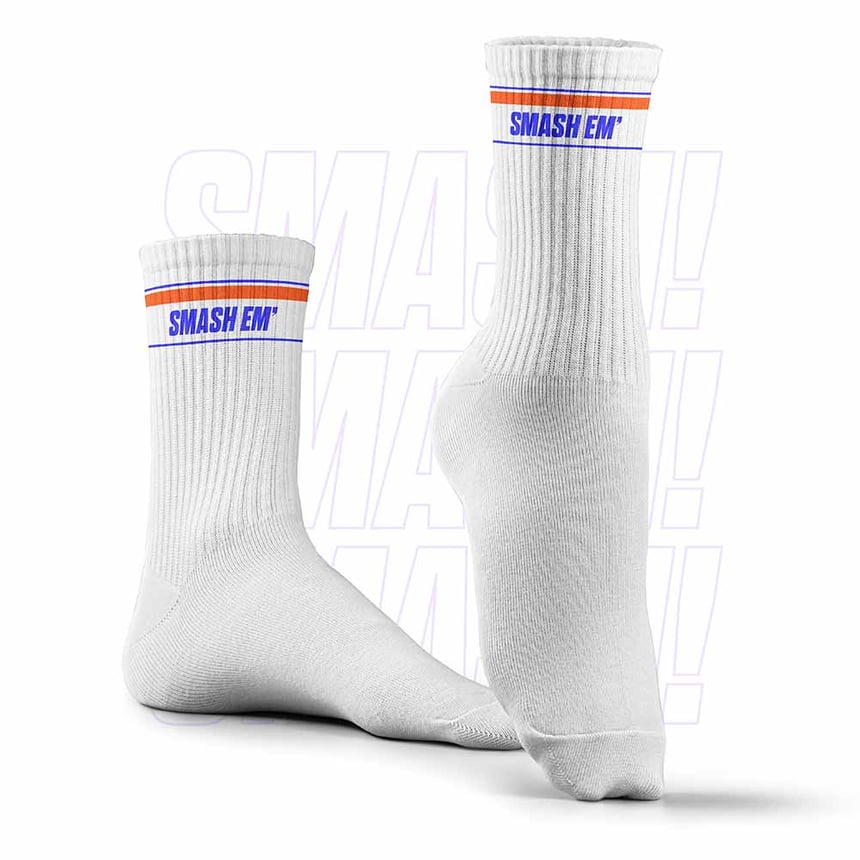 2 - Smash Socks, White - Em Crew Length